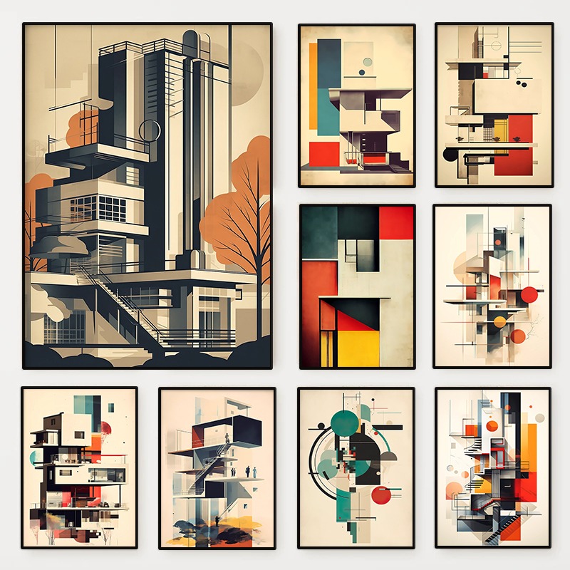 Photography Geometry - Vintage Minimalista Bauhaus Architettura Schizzo Poster